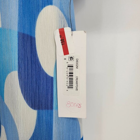 Donna Morgan Womens Plunging V-Neck Geo-Print Maxi Dress Cream/Powder Blue 8 NWT - Picture 7 of 7